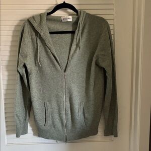 Women's Sage Green /Gray Cashmere Zip Hoodie
